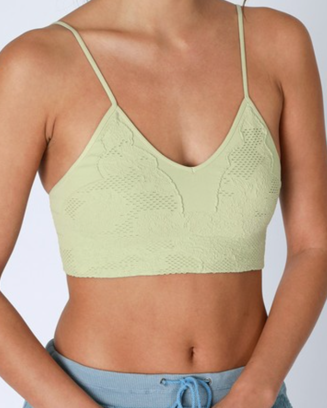 chantilly lace bralette - pistachio cream