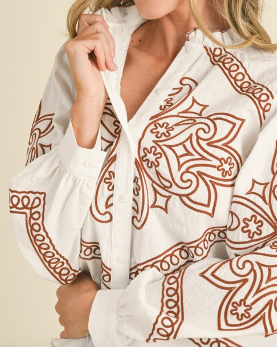paloma blouse with embroidery - ivory