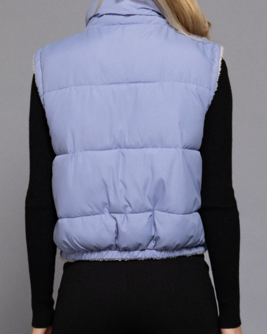 cloud nine reversible vest: periwinkle blue