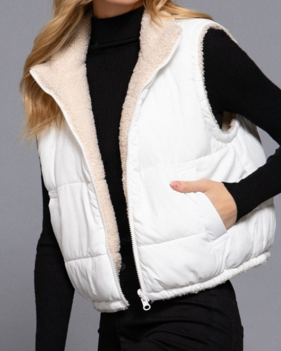 cloud nine reversible vest: soft white