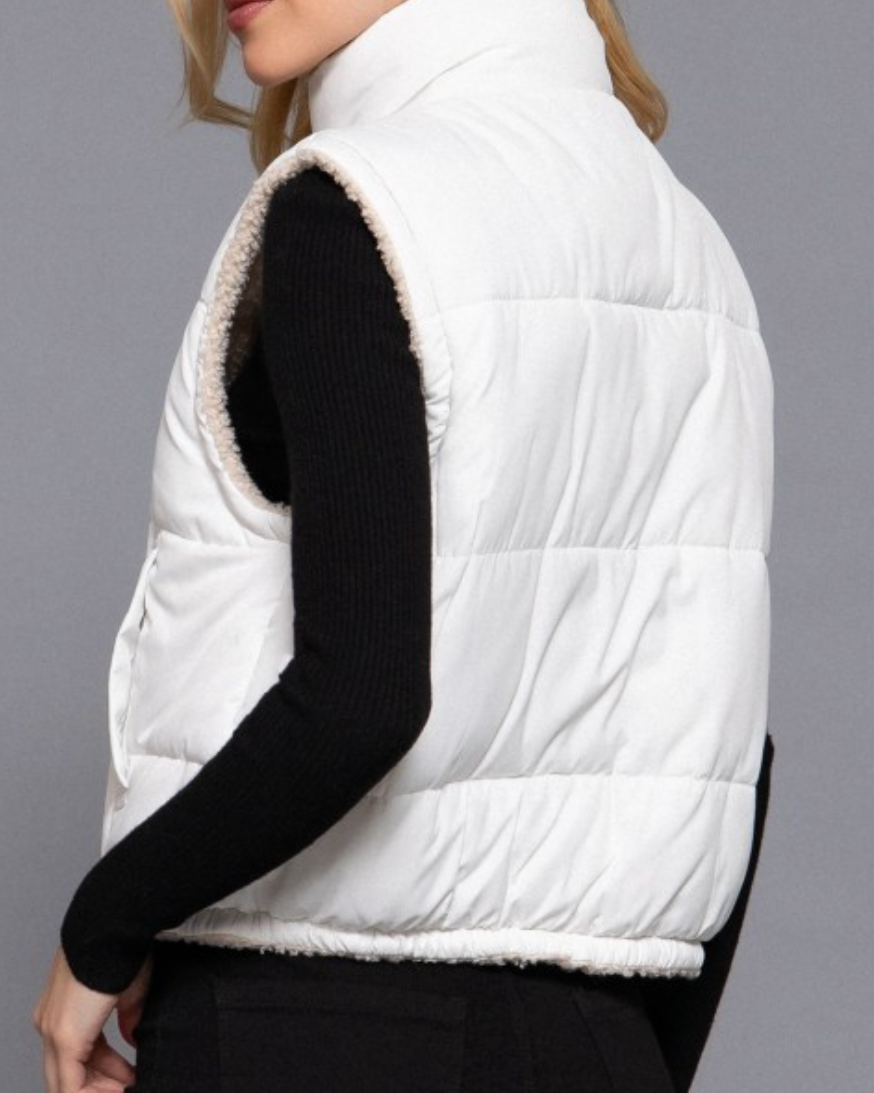cloud nine reversible vest: soft white
