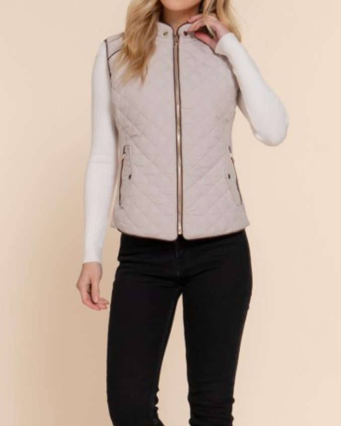 kensington quilted vest -taupe
