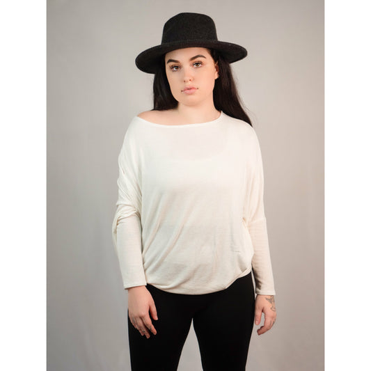 off the shoulder dolman sleeve tunic-ivory