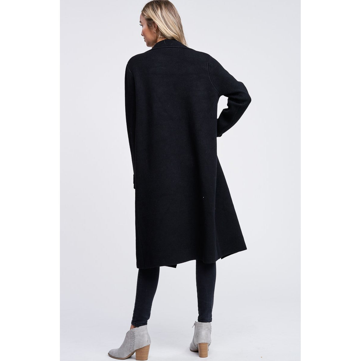 laurel double breasted sweater coat - black