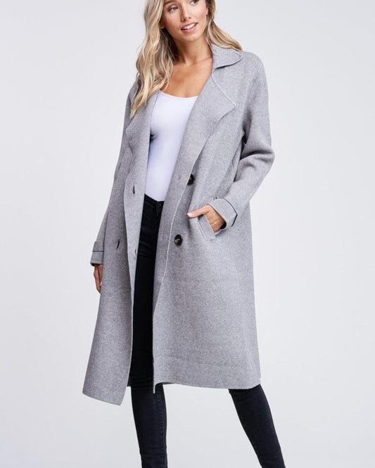 laurel double breasted sweater coat - heather grey