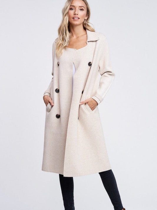 laurel double breasted sweater coat - oatmeal